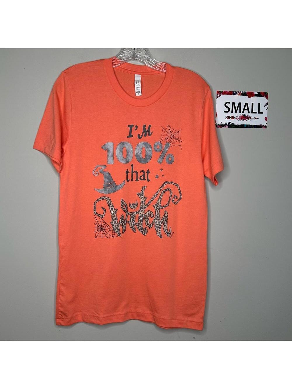 100% That Witch Small peach orange tee shirt
